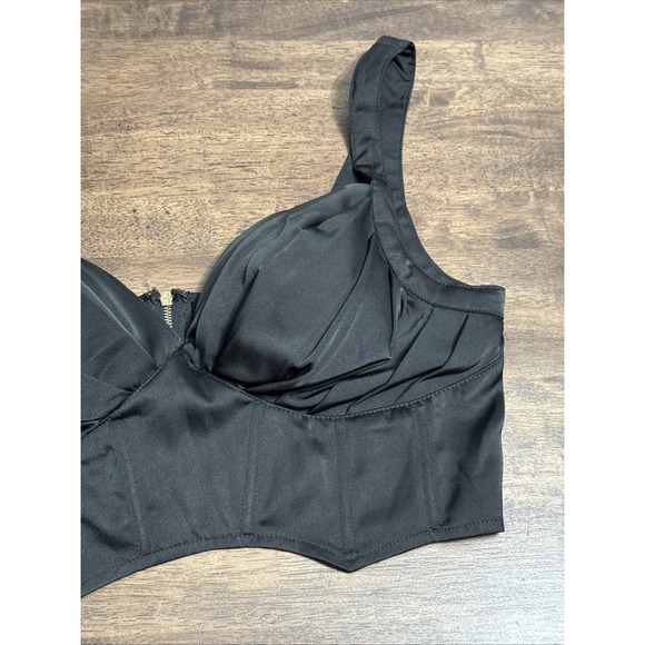 The Sang Black Satin Bustier Top Small Longline Bone Corset Style Sexy Chic - Picture 3 of 9